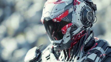 A closeup of a players avatar intricately designed and clad in gear fit for a sophisticated virtual vigilante.