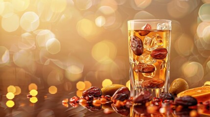 Ramadan Treat Water Glass with Dates and Assorted Fruits