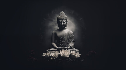 Sacred Buddha Statue. Generative AI.