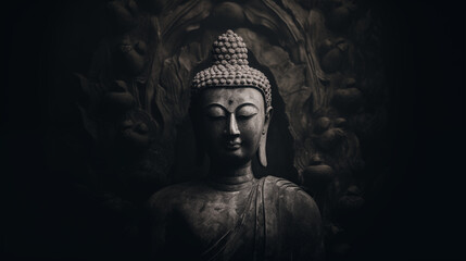 Sacred Buddha Statue. Generative AI.