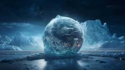 Tuinposter Frozen World. Ice Age. Generative AI. © Yerjung