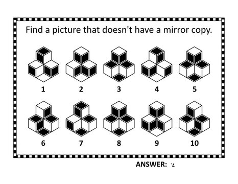 Abstract brain game, or visual puzzle. Answer included.
