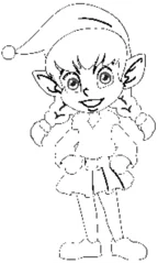 Fototapete Kinder Line art of a smiling elf in festive attire.