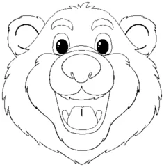 Fototapete Kinder Black and white drawing of a happy bear face.