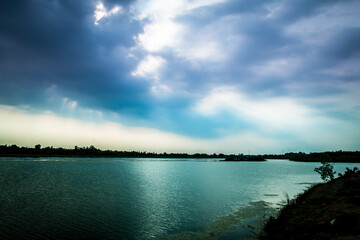Beautiful village park by the pond