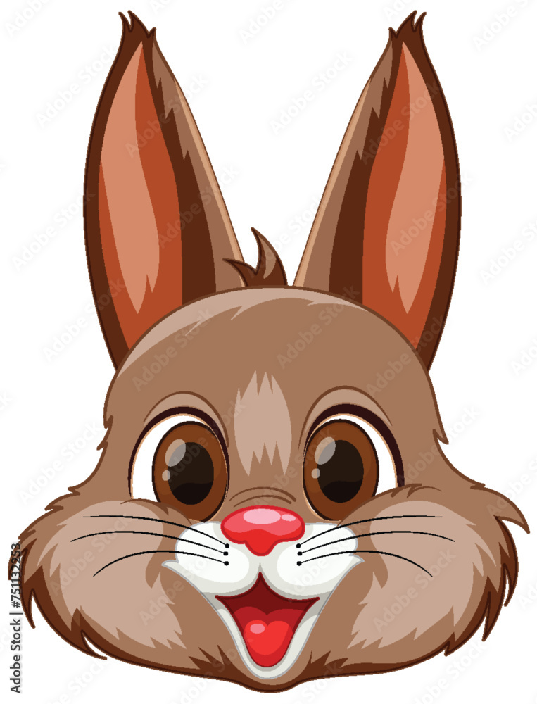 Poster happy brown rabbit with big ears illustration.