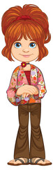 Vector illustration of a smiling young girl standing.
