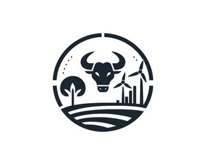 cattle farm logo, farm house