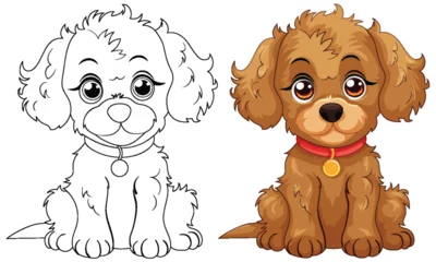 Fototapete Affe Vector illustration of a colored and outlined puppy
