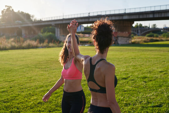 High five during sport routine
