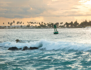 Ocean buoy along Old San Juan waterfront 