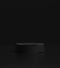 Black round podium for placing products 3D background