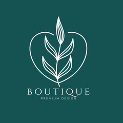 boutique logo  feminine  template  vector icon  minimalist symbol design