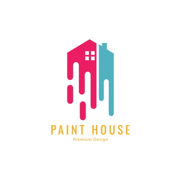 building logo  house paint  vector icon  minimalist symbol design
