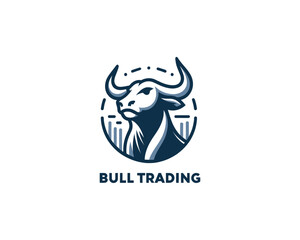 abstract business logo, bull trading logo,Financial bull logo design. Trade Bull Chart, finance logo. Economy finance chart bar business productivity logo icon.