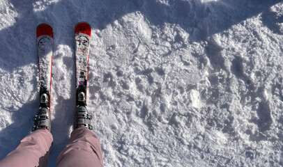 Ski in winter season, snow and ski touring equipments 