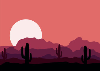 Fototapeta na wymiar Panoramic view of the sahara desert vector. Vector illustration in flat style.