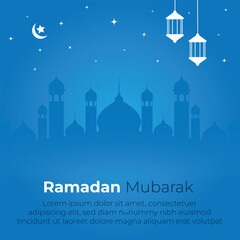 Ramadan mubarak and eid mubarak. Islamic greetings background. Islamic greeting card template with Ramadan for wallpaper design. 