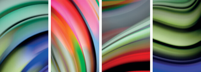 Rainbow style fluid color wave line background poster set. Vector Illustration For Wallpaper, Banner, Background, Card, Book Illustration, landing page