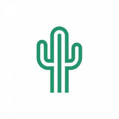 Cactus Outline Flat Logo With White Background