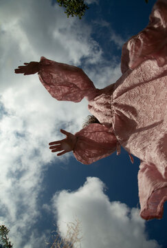 Girl is dacing in the sky