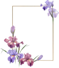 Fototapeta premium Colorful painting of Iris floral frame.