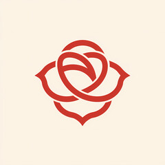 Flower outline art logo in red