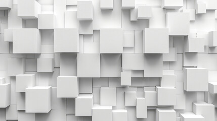 Abstract 3D White Cubes Geometric Pattern Texture Illustration background banner copy space area 