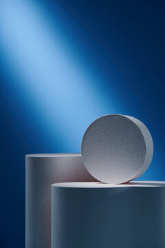Set of different geometric shapes as empty pedestals