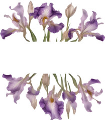 Colorful painting of Iris floral frame.