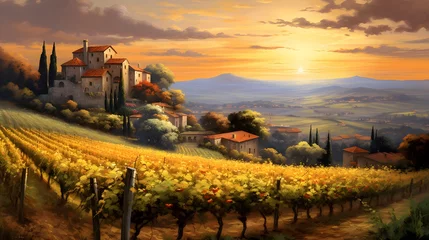 Papier Peint photo Toscane Vineyard in Tuscany, Italy. Panoramic image