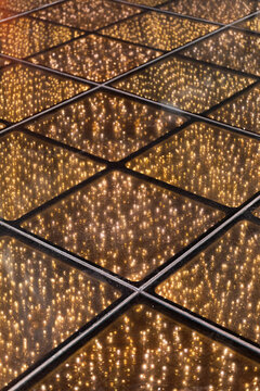 Floor illuminated with bright yellow LED lights 
