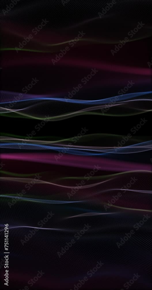 Canvas Prints abstract colourful blurred dotted waves on black vertical background.
