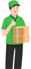 delivery man holding cardboard box
