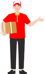 delivery man holding cardboard box