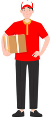delivery man holding cardboard box