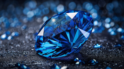Exquisite blue gemstone with luminous facets.