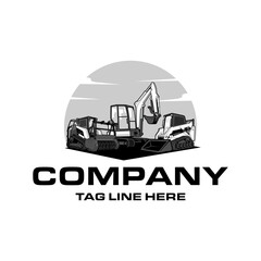 mini excavator, mulching machine illustration, Land Clearing Mulcher vector art © Shenju