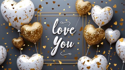 Expressive love: a charming greeting card adorned with heart-shaped balloons and the heartfelt text i love you, a perfect token for a loved one, celebrating affection and romance on Valentine's Day.