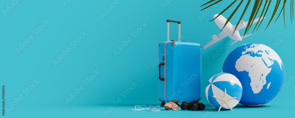 Poster copy space background of going on vacation to the sea in summer. 3d rendering