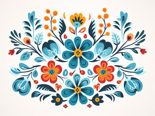 Fototapeta na wymiar illustration of a beautiful symmetrical folk style decoration on a white background