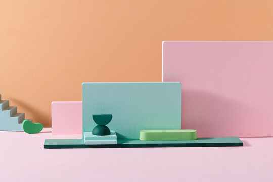 Podium scene for show products. Different shape podiums