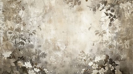 Elegant white and brown flowers overlay on an antique-styled faded background, evoking a timeless beauty.