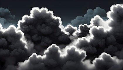 Realistic darkness steam carbon clouds cutout transparent backgrounds 3d render png - obrazy, fototapety, plakaty