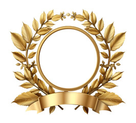 gold circles medal award with ribbon banner