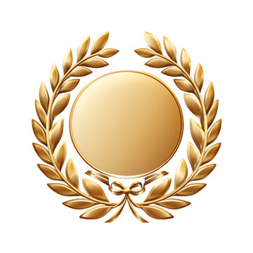 gold circles medal award with ribbon banner