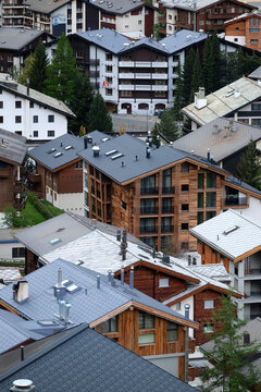 Zermatt Houses ariel view in the Summer