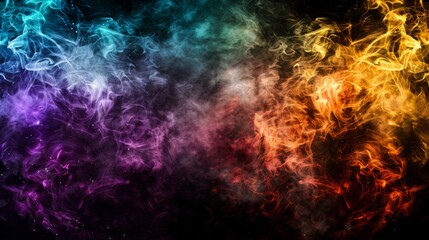 Obraz na płótnie Canvas A stunning visual of vibrant smoke blending colors of blue, purple, and red on a black backdrop.