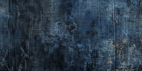 Background Texture Pattern in the Style of Dark Colored Denim Grunge - A rugged, worn look with frayed edges and faded colors created with Generative AI Technology - obrazy, fototapety, plakaty