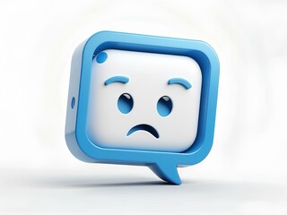 Fototapeta premium blue 3d speech bubble on white background, isolated for design 